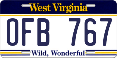 WV license plate OFB767