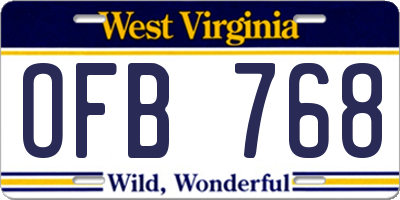 WV license plate OFB768