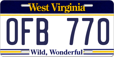 WV license plate OFB770