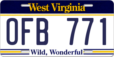 WV license plate OFB771