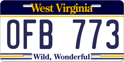 WV license plate OFB773