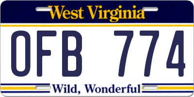 WV license plate OFB774