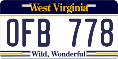 WV license plate OFB778