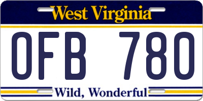 WV license plate OFB780