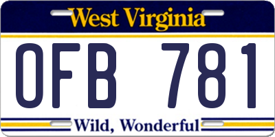 WV license plate OFB781