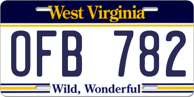 WV license plate OFB782