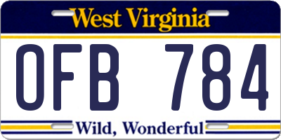WV license plate OFB784