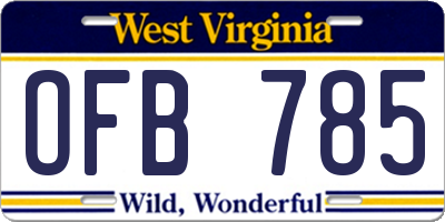 WV license plate OFB785