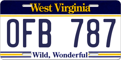 WV license plate OFB787