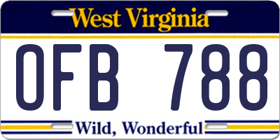 WV license plate OFB788