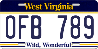 WV license plate OFB789