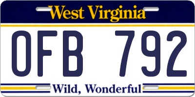 WV license plate OFB792