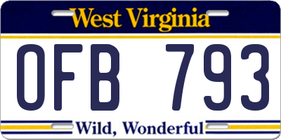 WV license plate OFB793