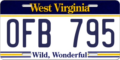 WV license plate OFB795