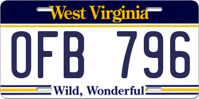 WV license plate OFB796