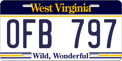 WV license plate OFB797