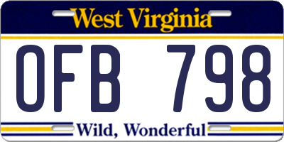 WV license plate OFB798