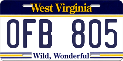 WV license plate OFB805