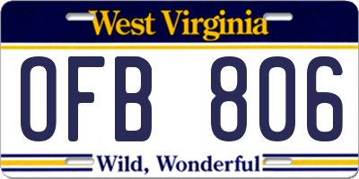 WV license plate OFB806