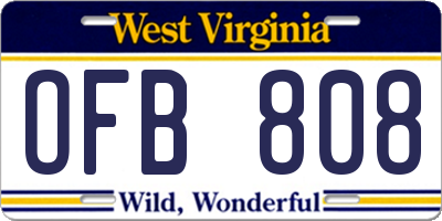 WV license plate OFB808