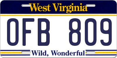 WV license plate OFB809