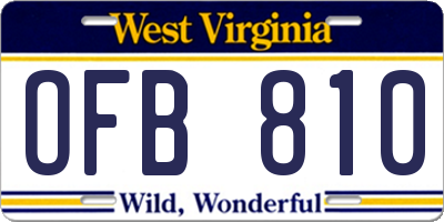 WV license plate OFB810