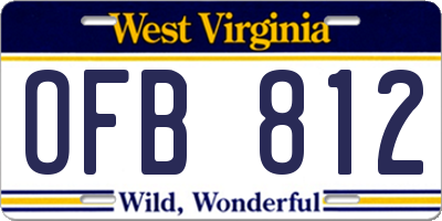 WV license plate OFB812