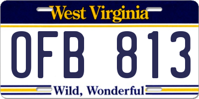 WV license plate OFB813