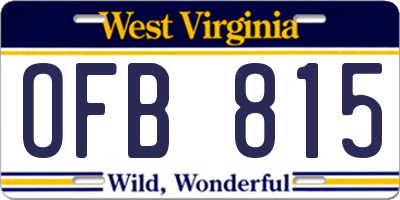WV license plate OFB815