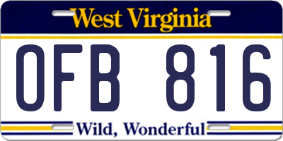 WV license plate OFB816