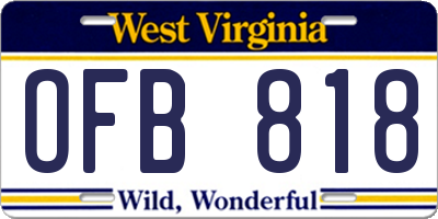 WV license plate OFB818