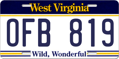WV license plate OFB819