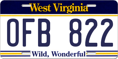 WV license plate OFB822