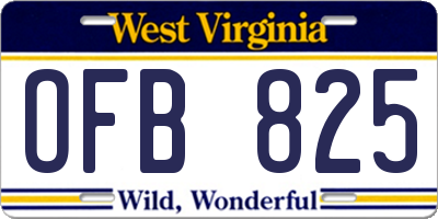 WV license plate OFB825
