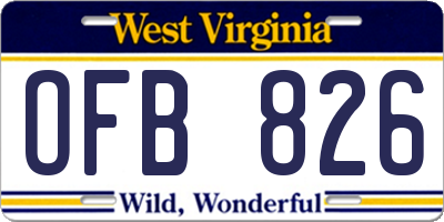 WV license plate OFB826