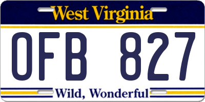 WV license plate OFB827