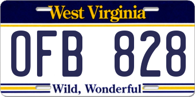 WV license plate OFB828