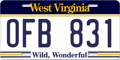 WV license plate OFB831