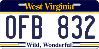 WV license plate OFB832
