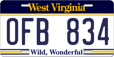 WV license plate OFB834