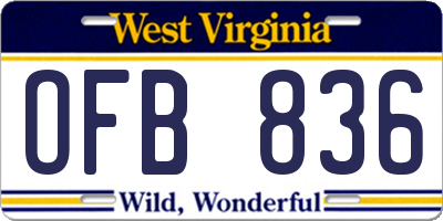 WV license plate OFB836