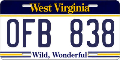 WV license plate OFB838