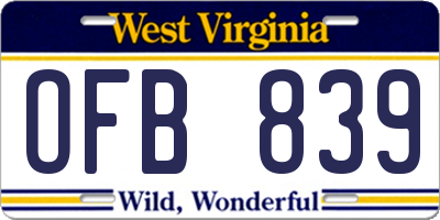 WV license plate OFB839