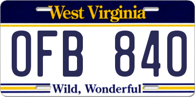 WV license plate OFB840