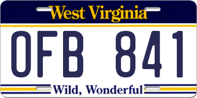 WV license plate OFB841