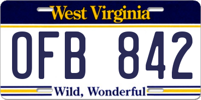 WV license plate OFB842