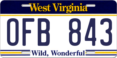 WV license plate OFB843