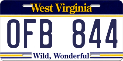 WV license plate OFB844