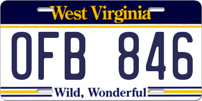 WV license plate OFB846