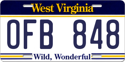 WV license plate OFB848